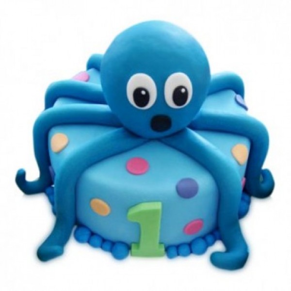 2 Kg Octopus Theme Chocolate Fondant Cake